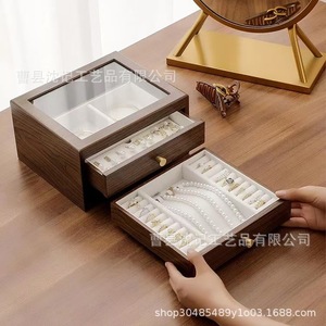Solid Wood Multi Layer <b>Jewelry</b> <b>Box</b> Rectangle <b>Large</b> Capacity Wedding Storage With Drawers For Earrings Bracelets Necklaces - Product Image 2