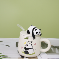 Tasses Panda de dessin animé mignon, tasse en céramique créative de haute qualité avec couvercle et paille pour café, lait. Meilleurs cadeaux pour femmes filles enfants.
