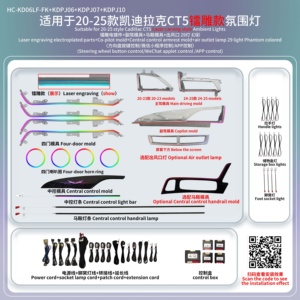 Moldura con Diseño a Cuadros en Negro Piano + Tira Electrochapada con Luz Ambiental Dinámica Arcoíris Sinfónico para Cadillac CT5 (2020-2025) - Product Image 3