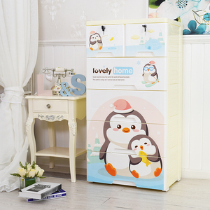 Armoire en <span class=keywords><strong>plastique</strong></span> colorée avec impression de dessins animés, armoire de rangement en <span class=keywords><strong>plastique</strong></span> pour bébé avec tiroirs et verrou - Product Image 3