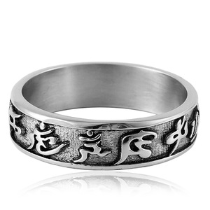 yunnique <b>Titanium</b> Steel Letter <b>Ring</b> Steel Color Women's Fashion Jewelry Gift Retro Punk Style Geometric Design Irregular Pattern - Product Image 4