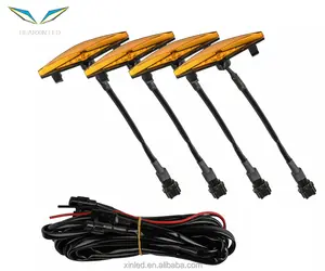 Conjunto de luzes para grade dianteira, 4 unidades, raptor estilo âmbar led conjuntos de luzes com kit de fiação para 14-19 toyota