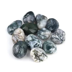 Grosir Batu agate tumble lumut kristal terpoles untuk dekorasi