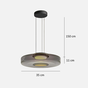 Scandinavian Art Glass Pendant Light - Handmade Amber/Grey/Green Glass Shade with Adjustable <strong>Hanging</strong> for Restaurants &amp; Cafes - Product Image 6