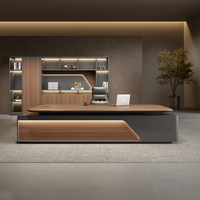 Bureau de direction haut de gamme, bureau moderne de luxe léger, grand bureau modulaire en forme de L, salon