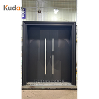 Puerta de Entrada Moderna de Alta Gama, Personalizada, con Diseño Curvo 3D y Ranuras, de Aluminio Fundido Doble, con Cerradura Inteligente para Casa o Villa