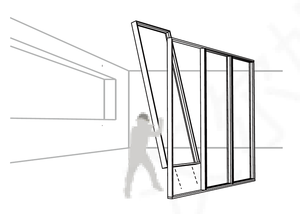 Parete Divisoria Semi-Vetrata per Soffitti Alti Personalizzabile Divisorio per Ufficio Parete Divisoria Strutturata Senza Soffitto - Product Image 2