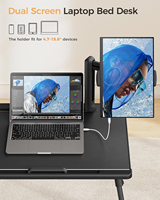 Faltbarer Verstellbarer Schoß-Schreibtisch Doppelbildschirm Laptop Extra Großer Couch-Bett-Tablett-Tisch mit Tragbarem Monitorständer und Schublade für Erwachsene