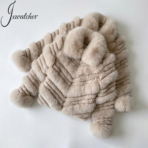 Nuovo Cappotto di Lusso Reversibile in Vera <span class=keywords><strong>Pelliccia</strong></span> di Volpe e Coniglio per <span class=keywords><strong>Donna</strong></span> - Product Image 3