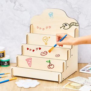 Porte-revues en bois fait main à 4 niveaux, couleur naturelle, étagère de rangement polyvalente pour l'organisation de la maison et du bureau - Product Image 1