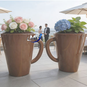 Jardinière en fibre de verre personnalisée grande taille en forme de tasse à café, grand pot à plantes, pot de café en FRP pour place publique, pot paysager public - Product Image 3
