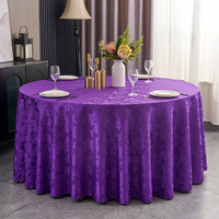 Nappe ronde en satin de polyester jacquard de luxe imprimée motif feuilles pour hôtels, banquets, mariages et tables de salle à manger (vente en gros)