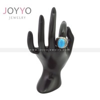 Bague en pierre pour homme, acier inoxydable, pierre ovale, bague en pierre bleue, anneaux en jade turquoise