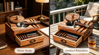Boîte de rangement en bois d'acacia poli de style antique avec couvercle magnétique pour souvenirs, bijoux, cigares, boîtes de rangement décoratives