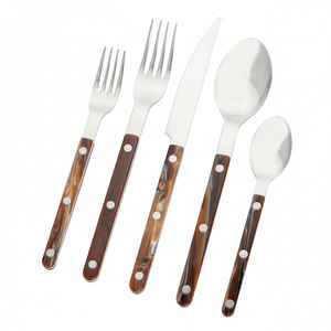 Elegant Design Kitchen Cutlery Shiny Polished Ridge Flatware Metal Set Available at Customized Shape and Size - Product Image 1