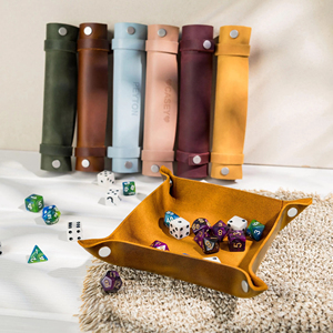 Portable Custom Genuine Leather Modern Luxury <b>Foldable</b> <b>Desk</b> Storage 20X20cm Dice Rolling Tray for Dnd Board Gaming - Product Image 1