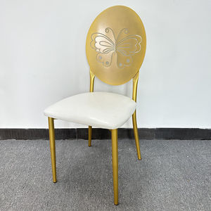 Chaises de banquet d'hôtel modernes en gros, meubles d'extérieur, métal bon marché, fer, clair et or, dossier croisé, chaises de salle à manger, événements de mariage - Product Image 3