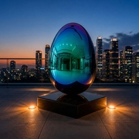 Sculpture d'œuf colorée en acier inoxydable, poli miroir, électroplaqué, pour la décoration intérieure des hôtels, des halls et des espaces commerciaux