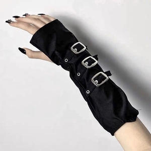 Mode unisexe noir boucle manchettes Sexy Punk Rock gothique femmes noir <span class=keywords><strong>diable</strong></span> Long bras coude sans doigts Cosplay gants - Product Image 5