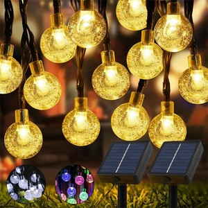 Guirlande lumineuse <span class=keywords><strong>solaire</strong></span> extérieure à 50 LED, lumières de fée à bulles, étanches, guirlande de Noël IP44, boules de cristal à bulles pour extérieur - Product Image 1