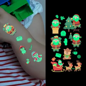 Christmas Temporary Cartoon Luminous Waterproof Temporary Tattoo Sticker For Kids Tattoo Body Arms Tatoo/tattoo Sticker