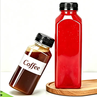 Bouteilles carrées en PET sérigraphiées de qualité alimentaire de 100 ml, 250 ml, 350 ml, 500 ml pour jus, café, soda, avec bouchon à vis – Vente en gros