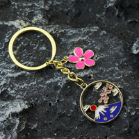Gantungan Kunci Kartun Jepang Gunung Fuji Sakura Gantungan Kunci Bunga Enamel Souvenir Hadiah untuk Wanita Pria Perhiasan Buatan Tangan DIY