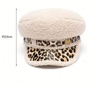 หมวกเบเร่ต์ลายเสือดาวขนแกะสำหรับผู้หญิงแฟชั่นฤดูใบไม้ร่วงฤดูหนาวปี 2024 รุ่นใหม่ หมวกทรงแบนแบบทหารเรือ อุ่นสบาย - Product Image 4