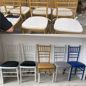 Chaises de banquet pour événements, mariages, dîners, fêtes en plein air, chaises en fer blanc doré - Product Image 5