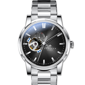 Reloj de Negocios PONIGER de 41.5 mm con Indicador de Día y Noche de 24 Horas, Cronómetro, Acero Inoxidable 316L, Movimiento Automático Seiko, 5 ATM - Product Image 1