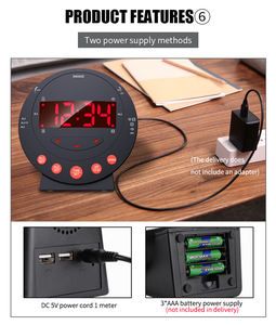 Высококачественные светодиодные мигающие сигнальные огни, простая батарея, вибрационная подушка, Громкая сигнализация, часы для путешествий, для бодрствования, тяжелые Шпалы - Product Image 5