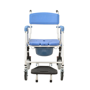 Silla de inodoro plegable con ruedas y asiento para uso en el baño por parte de personas mayores y discapacitadas - Product Image 5