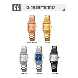 Bracelet en acier inoxydable au design classique, carré, étanche, à quartz en or, montres de luxe pour femmes, montre femme - Product Image 5