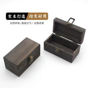 Solid Wood Jewelry <b>Box</b> Rectangle <b>Vintage</b> Style Desktop Storage <b>Box</b> With Metal Clasp - Product Image 1