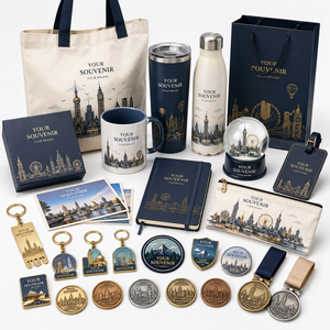Collection de souvenirs de voyage sur le thème de la ville, coffret cadeau avec sac fourre-tout, gourde, porte-monnaie, badge et articles commémoratifs - Product Image 3