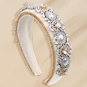 Diadema de diamantes de imitación Hua Liyu, tocado de cristal barroco blanco y negro para mujer, accesorios para el cabello de novia - Product Image 2