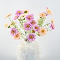 Bouquet de 6 têtes de chrysanthèmes marguerites artificiels en soie, couleurs vives, pour la décoration de la maison et du bureau – Meilleures ventes