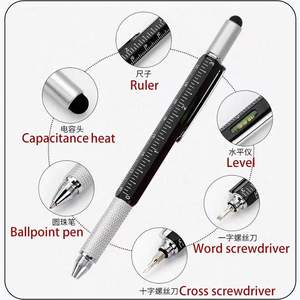 Multifunctionele schroevendraaier waterpas balpen 6-in-1 schuifmaat capacitieve touch tool balpen - Product Image 3