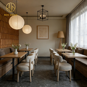 Modern Customized Square Wooden Tables with Shearling Upholstery Chairs with Booth Seating for Coffee Shop <strong>Restaurant</strong> Furniture - Product Image 4