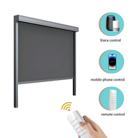 Persiana enrollable eléctrica para exteriores con tela de poliéster PVC resistente a los rayos UV y guías con cremallera