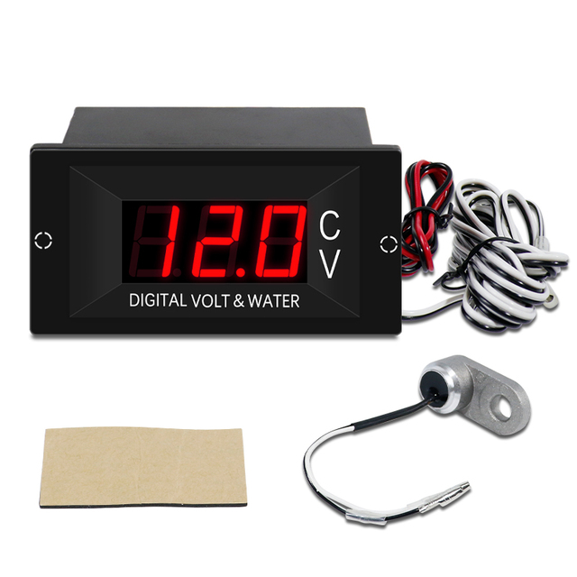 Wenle Customized Universal 12V Celsius Thermometer Volt Meter Display Digital Horizontal LCD Water Temp & Volt Meter