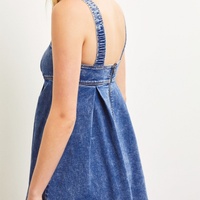 Robe en jean délavé Y2K personnalisée pour femme, style décontracté et tendance, 100 % coton, coupe trapèze, mini, dos nu, ajustement régulier, couleur unie, naturelle