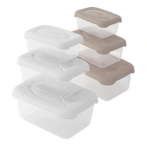 Recipientes Rectangulares Minimalistas Frigobella para Almacenamiento de Alimentos, 0.50L, 1.00L, 1.90L, Blanco Taupe, Material PP, Juego de 3 - Product Image 1