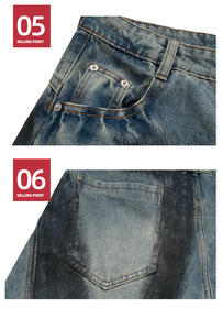 Jeans de Mezclilla de Pierna Ancha con Corte Curvo 3D, Estilo Urbano, 450GSM, MOQ Bajo, OEM - Product Image 6