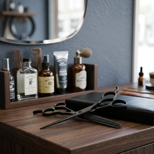 Ciseaux de coiffure professionnels ASAP de 6 pouces pour droitiers, en acier inoxydable, pour usage domestique, à pointe arrondie, avec longueur de manche réglable - Product Image 1