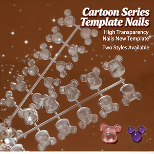 <span class=keywords><strong>Ongles</strong></span> d'entraînement transparents pour nail art avec décoration 3D Ours et Nœud de dessin animé, et carte d'affichage des couleurs pour la formation et la présentation - Product Image 2