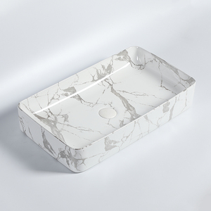 <span class=keywords><strong>Lavabo</strong></span> de salle de bain <span class=keywords><strong>en</strong></span> céramique de couleur marbre noir, moderne, rectangulaire, à poser sur le comptoir - Product Image 6