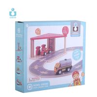 UDEAS station-service puzzle blocs de construction en bois garçons enfant assemblé jouets de voie ferrée en bois