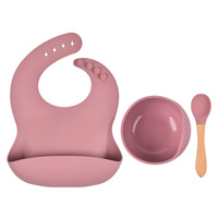 Sans aspiration, sans Bpa, Logo imprimé, imperméable, assiette et cuillère en Silicone, bol pour bébé, bavoir, plats pour enfants, ensemble d'alimentation pour bébé en Silicone