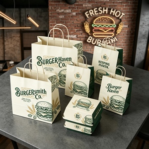 Customized Recyclable Food Packing Bag Coffee Shop Kraft <b>Paper</b> Bag Brown Fast Food Restaurant <b>Paper</b> Bags With Handle - Product Image 4